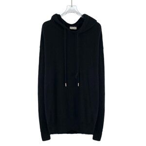 Moncler 2022 Black wool knit hoodie